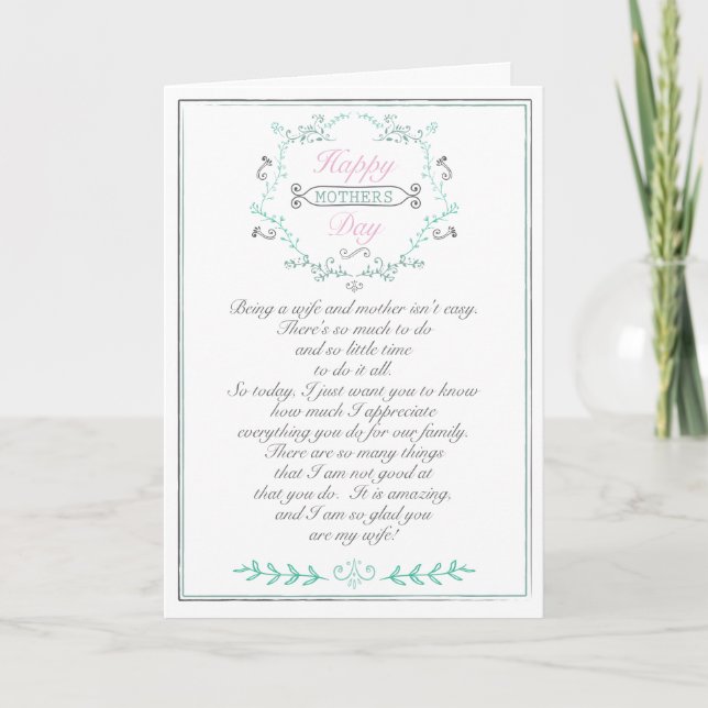 Tarjeta del día de la madre para la esposa (Anverso)