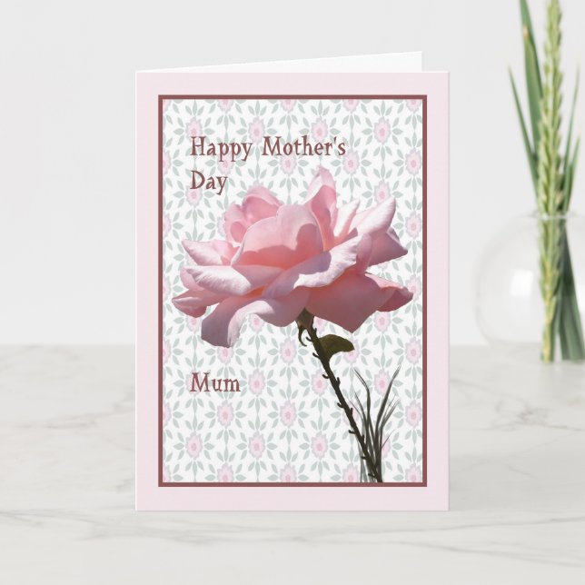 Tarjeta del día de la madre para la rosa rosa rosa (Anverso)