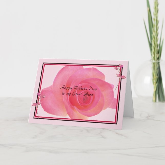 Tarjeta del día de la madre para la tía con rosa r (Anverso)