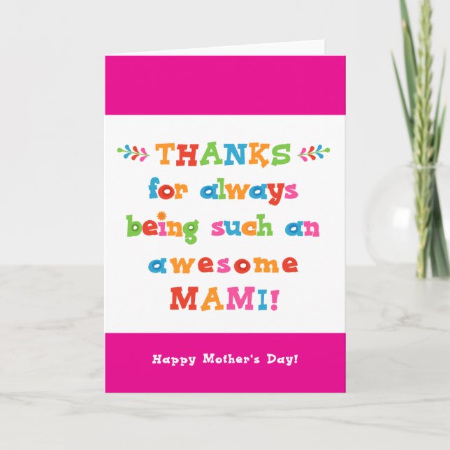 Tarjeta del Día de la Madre para los Mami (Anverso)