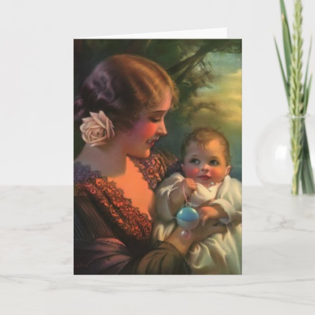 Tarjeta del Día de la Madre para Madre y Bebé (Anverso)