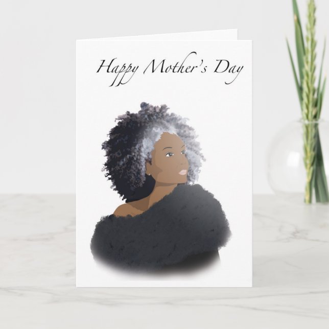 Tarjeta del Día de la Madre para mamá afroamerican (Anverso)