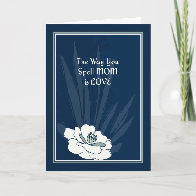 Tarjeta del día de la madre para mamá azul oscuro (Anverso)