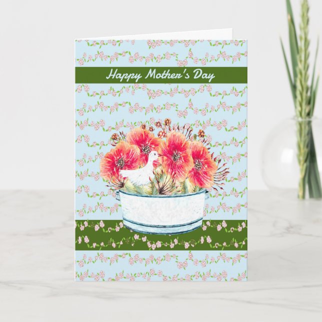 Tarjeta del Día de la Madre para mamá con flores (Anverso)