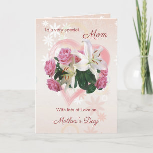 Tarjeta del Día de la Madre para mamá con Rosa, Li