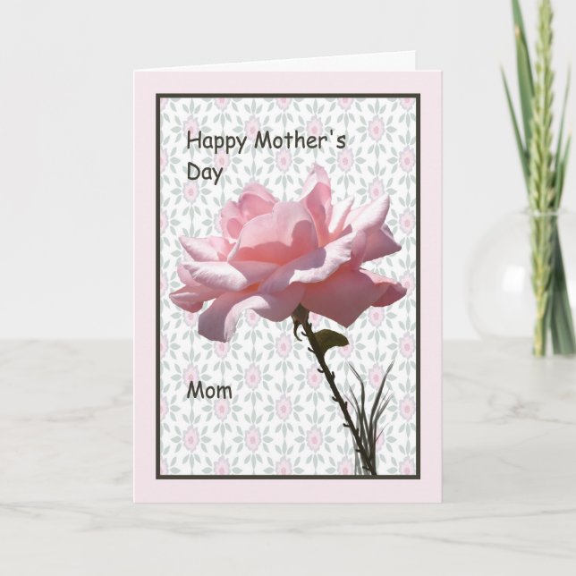 Tarjeta del día de la madre para mamá con rosa ros (Anverso)