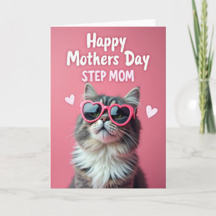 Tarjeta del Día de la Madre para Mamá Gata Rosa