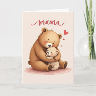 Tarjeta del Día de la Madre para Mamá Oso de Coraz