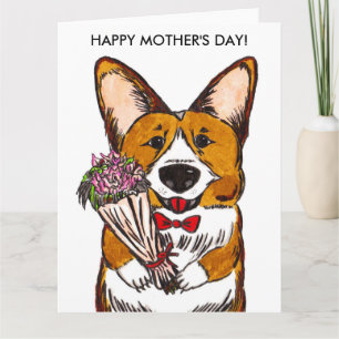 Tarjeta del día de la madre para mamás Corgi