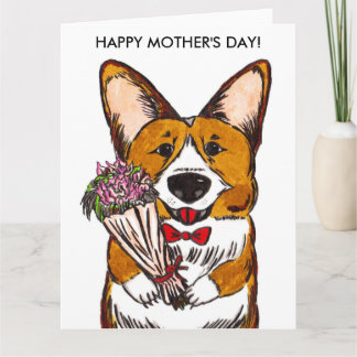 Tarjeta del día de la madre para mamás Corgi