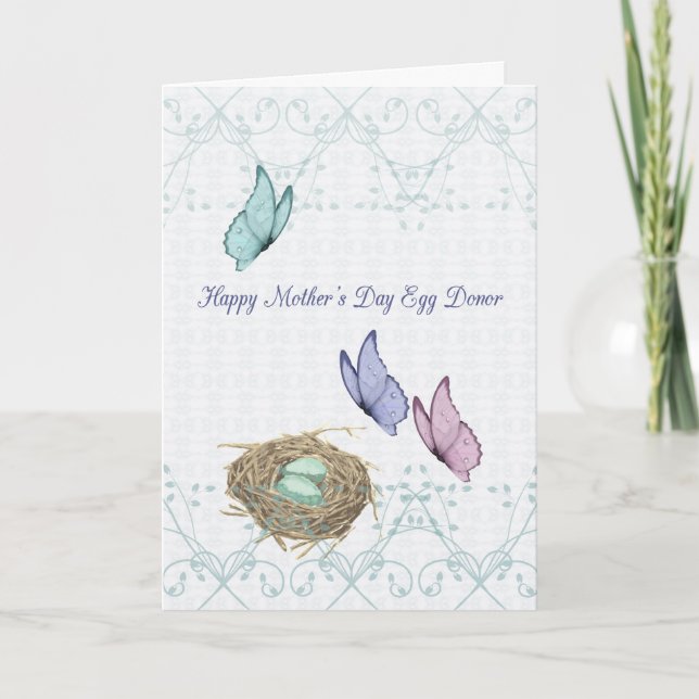 Tarjeta del Día de la Madre para mariposas y nido  (Anverso)