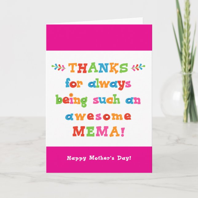 Tarjeta del Día de la Madre para Mema (Anverso)