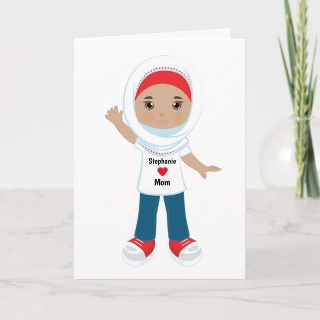 Tarjeta del Día de la Madre para niña musulmana (Anverso)