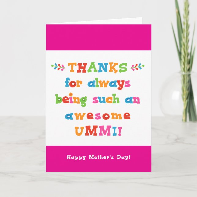 Tarjeta del Día de la Madre para Ummi (Anverso)