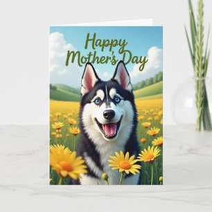 Tarjeta del Día de la Madre Perro y Margaritas