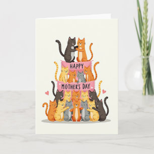 Tarjeta del Día de la Madre Pirámide de Gatos