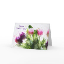 TARJETA DEL DÍA DE LA MADRE PURPLE n PINK TULIPS