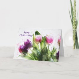 TARJETA DEL DÍA DE LA MADRE PURPLE n PINK TULIPS