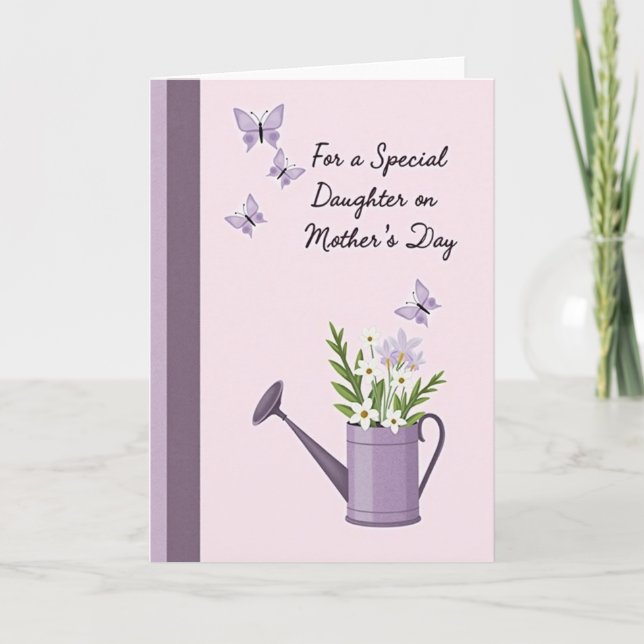 Tarjeta del Día de la Madre Regadera de Lavanda (Anverso)