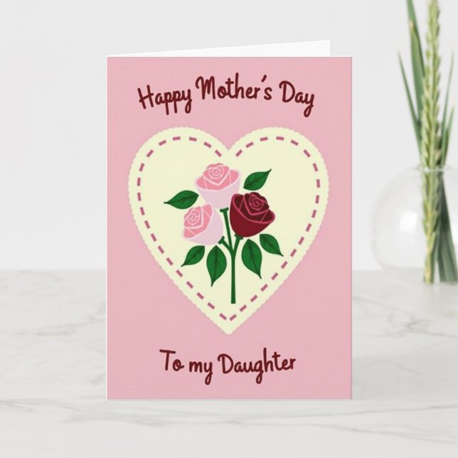 Tarjeta del Día de la Madre Rosa de Borgoña (Anverso)