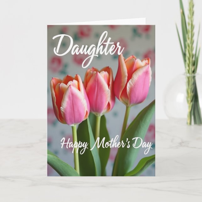 Tarjeta del Día de la Madre Rosa Melocotón (Anverso)
