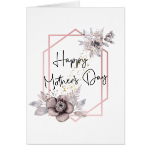 Tarjeta del Día de la Madre Rosa Púrpura Floral co