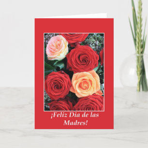 tarjeta del día de la madre rosa rojo ramo español