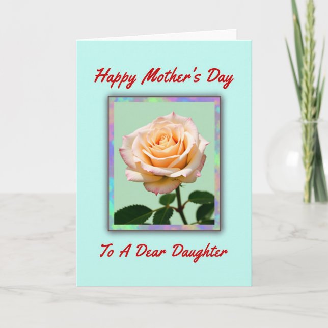 Tarjeta del Día de la Madre Rosa Suave (Anverso)