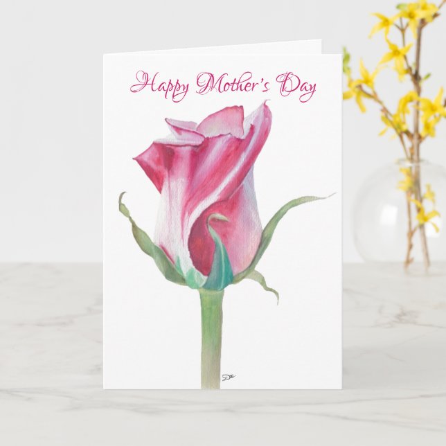 Tarjeta del día de la madre Rosa única (flor amarilla)