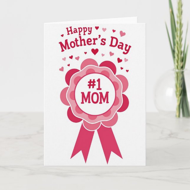 Tarjeta del Día de la Madre Roseta Número Uno Mamá (Anverso)