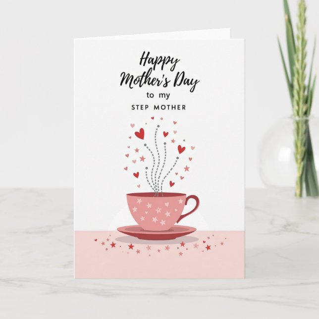 Tarjeta del Día de la Madre Ruby Teacup (Anverso)