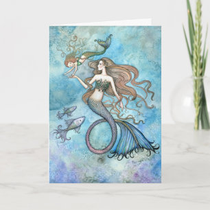 Tarjeta del Día de la Madre Sirena y Niño