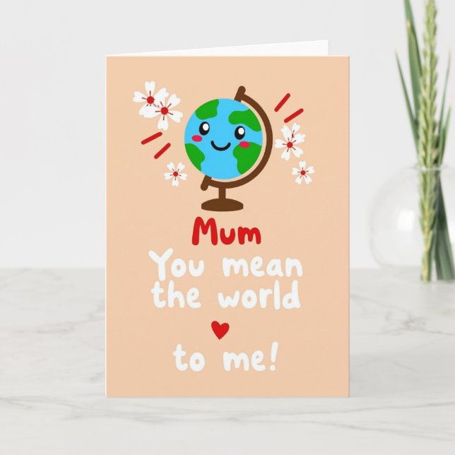 Tarjeta del Día de la Madre Sonriente Tierra (Anverso)