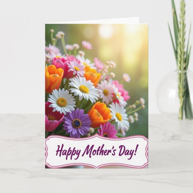 Tarjeta del Día de la Madre Spring Bouquet (Anverso)