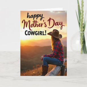 Tarjeta del Día de la Madre Sunset Cowgirl