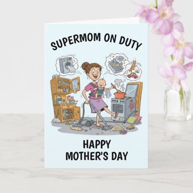 Tarjeta del Día de la Madre Super Mamá (Orquídea)