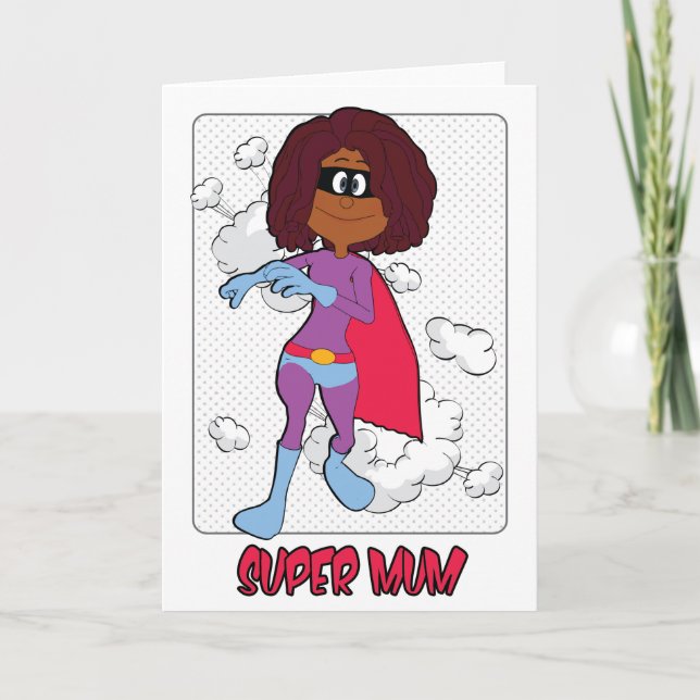 Tarjeta del Día de la Madre Superheroína para una  (Anverso)