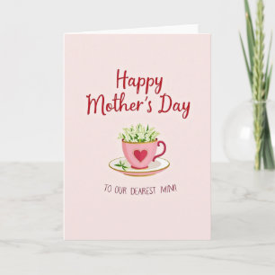 Tarjeta del Día de la Madre Taza de Té con Lunares