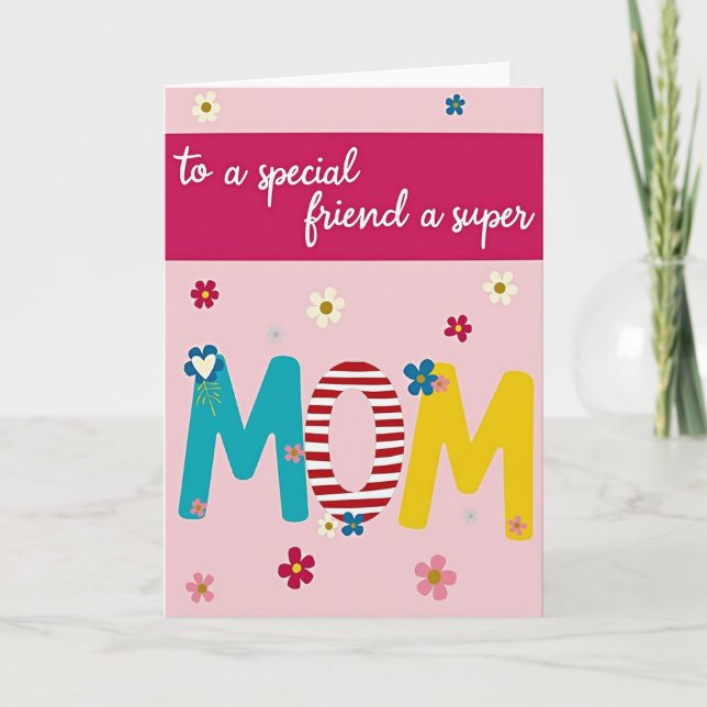 Tarjeta del Día de la Madre Teal Bloom (Anverso)