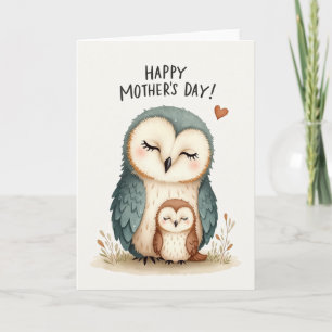Tarjeta del Día de la Madre Teal Owl