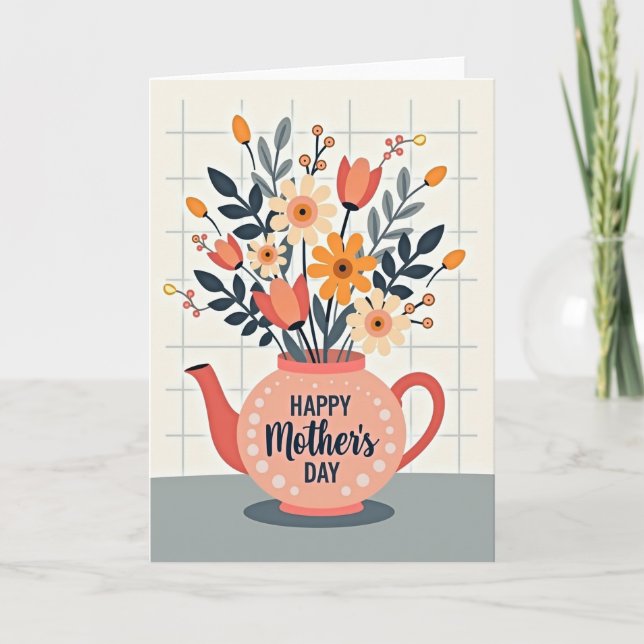 Tarjeta del Día de la Madre Tetera Encantadora (Anverso)