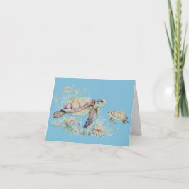 Tarjeta del Día de la Madre tortuga marina y bebé