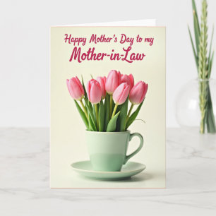 Tarjeta del Día de la Madre Tulipán Taza de Té