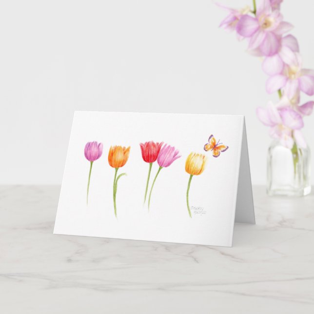 Tarjeta del día de la madre tulipanes coloridos cr (Orquídea)