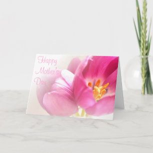 Tarjeta del día de la madre tulipanos rosados