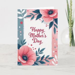 Tarjeta del Día de la Madre Verde Azul y Rosa