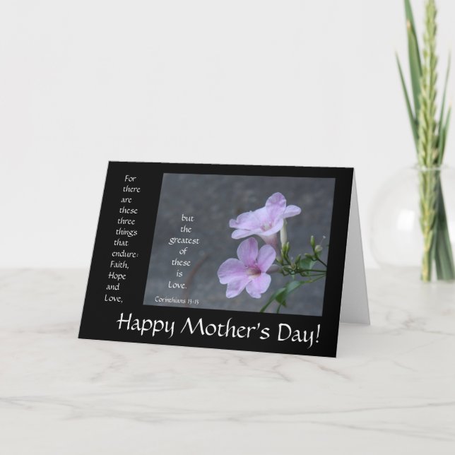 Tarjeta del Día de la Madre, verso floral, biblia  (Anverso)