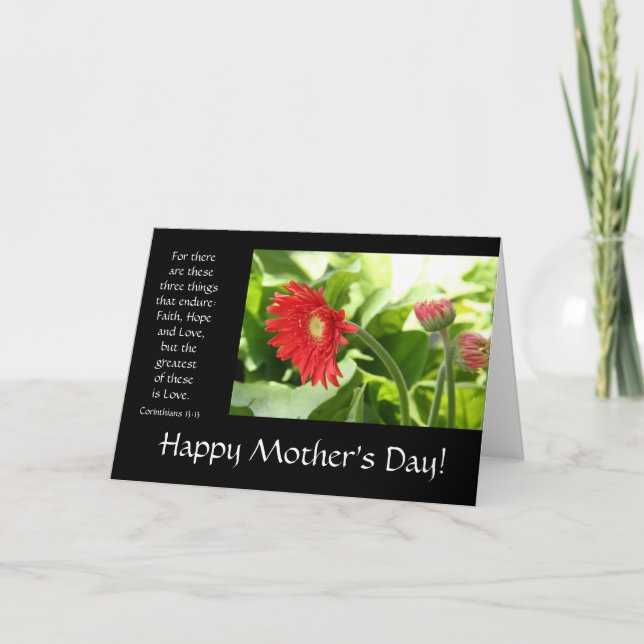 Tarjeta del Día de la Madre, verso floral, biblia  (Anverso)