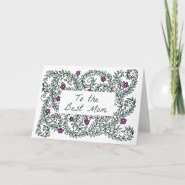 Tarjeta del Día de la Madre Vid con Flores Moradas