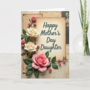 Tarjeta del Día de la Madre vintage para hija